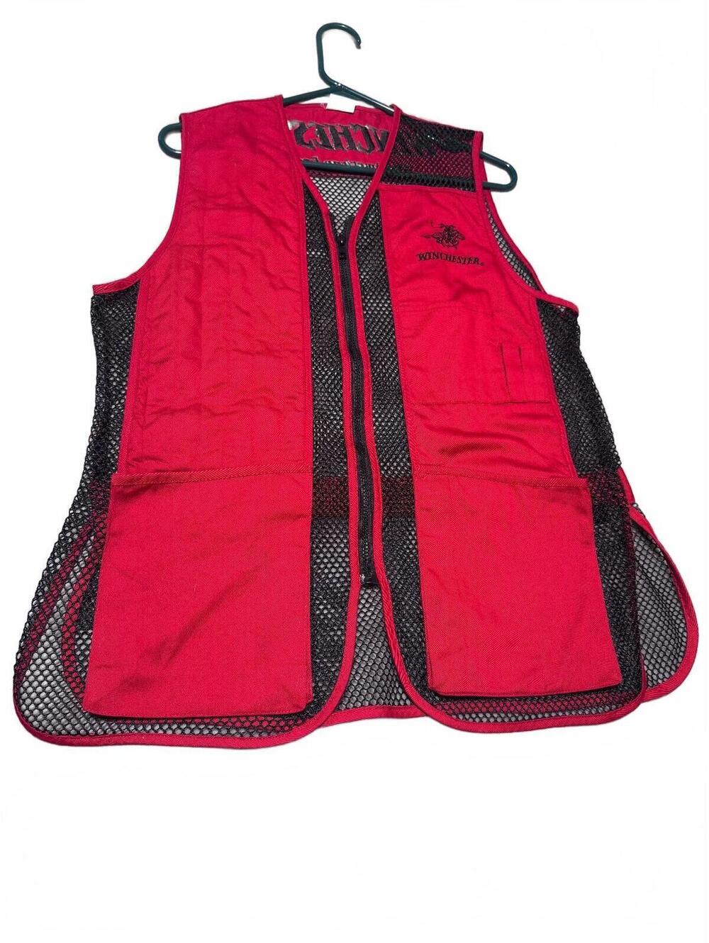Winchester Red/Black Mesh Shooting Vest M Zip Closure, Adjustable Waist, Loops